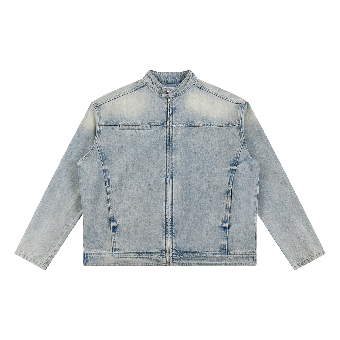 Washed Denim Zip Jacket